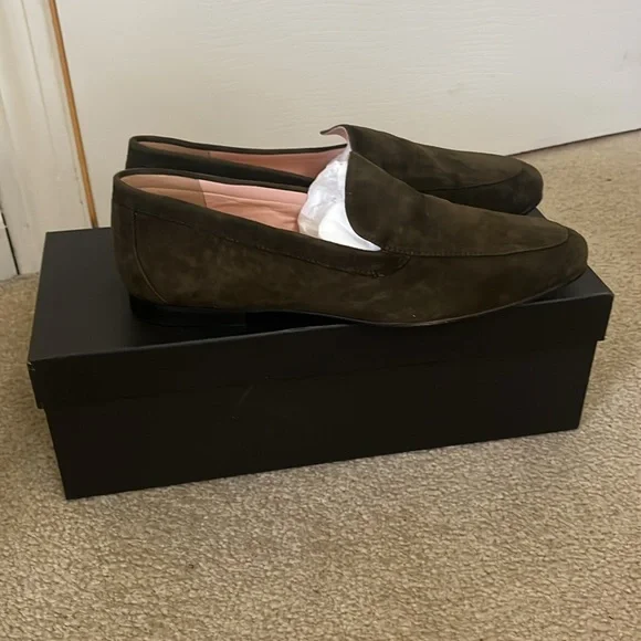 NWT J. CREW olive green suede loafers - Picture 2 of 9